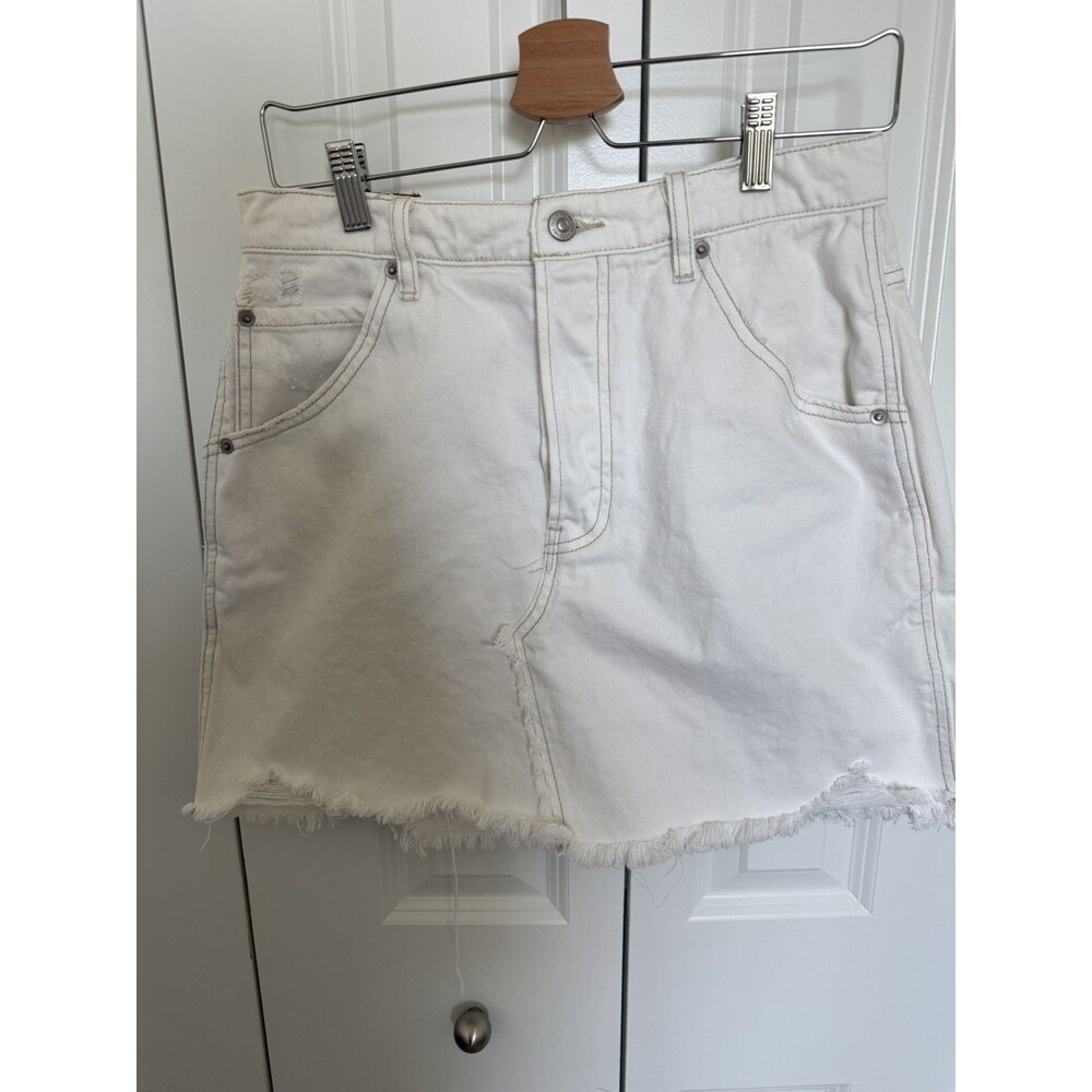 Free People Women's Brea Cotton Cutoff Denim Skirt Deco 28